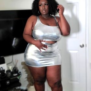 Fashionnova Metallic Skirt Set